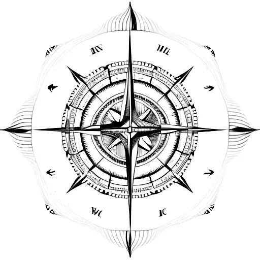 Ocean Wave With Compass In Background