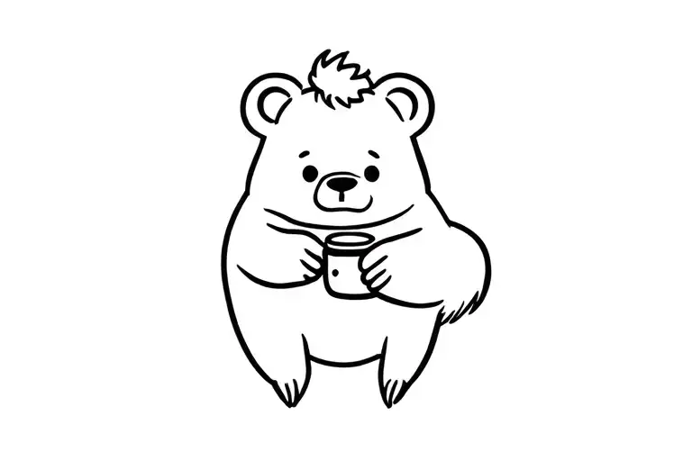 Cartoon Bear Eats Honey