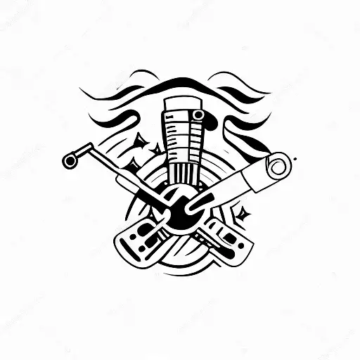 A Minimalist Tattoo Of A Gun Trigger Shaped Like A Guitar Pick