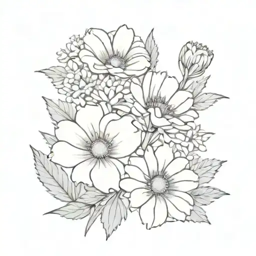 Primrose And Mums Bouquet Fine Line