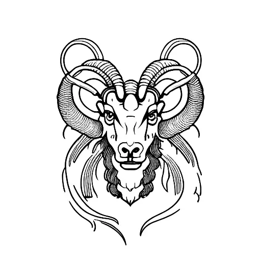 Aries Ram Head With Fire