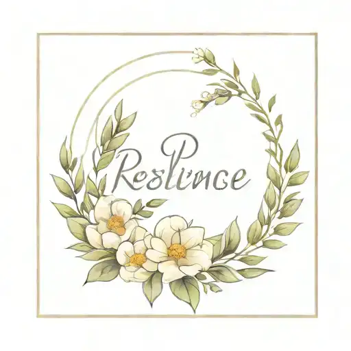 A Delicate Floral Wreath With The Word 'Resilience' Woven Into The Design