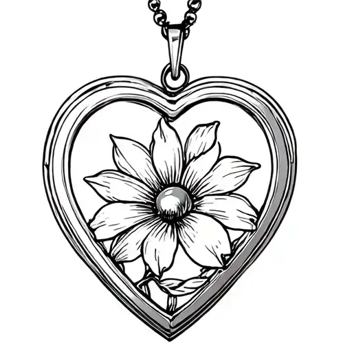 Heart Shaped Locket With Flower In It