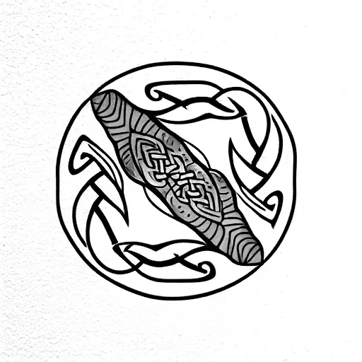 3 Salmon In Celtic Art Style