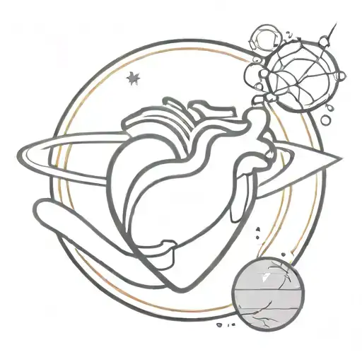 Anatomical Heart With A Planet Saturn Inside Representing