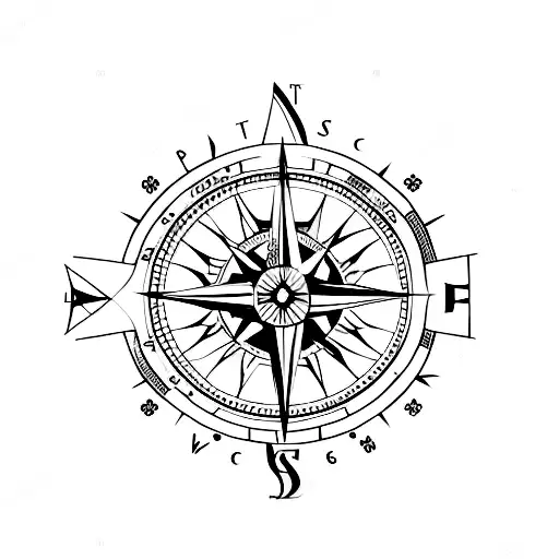 Compass And Travelling Tatto On Back