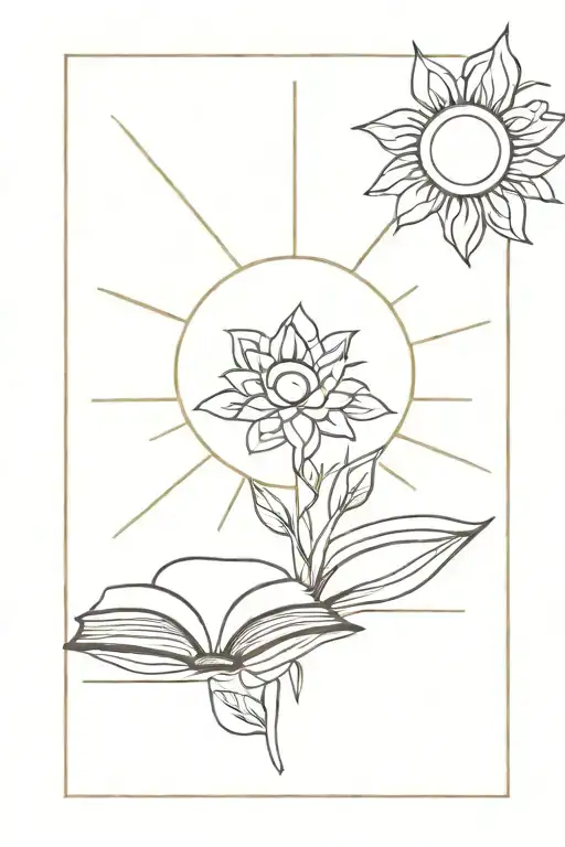 Sun With Books And Flowers