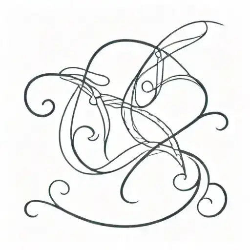 A Tattoo Featuring A Flowing Script Of The Letter 'M' Intertwined With Waves