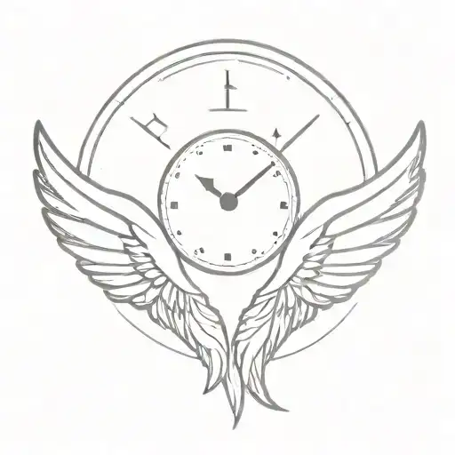 Clock With Angel Wings Behing