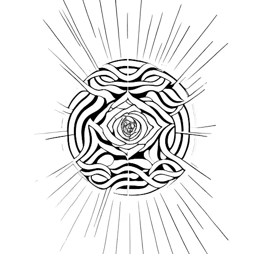 A Minimalist Tattoo Of A Stairway To Heaven With Rays Of Light Shining Down