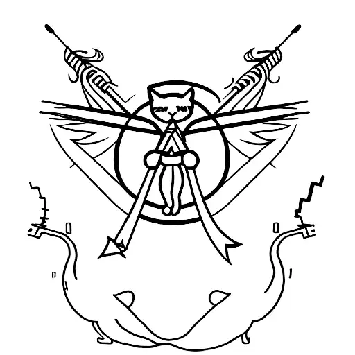 Cat With Sagittarius Bow And Arrow