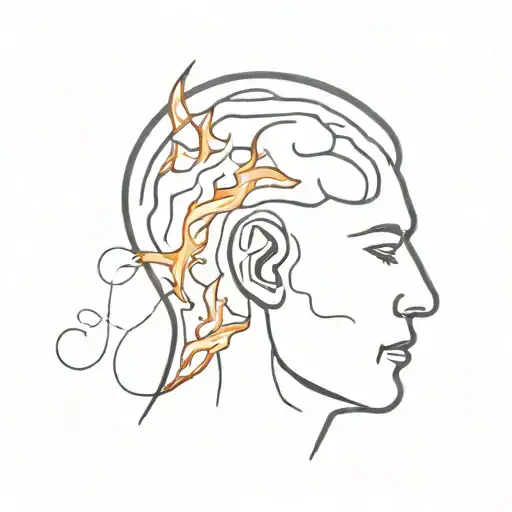 Head Outline With Brain On Fire