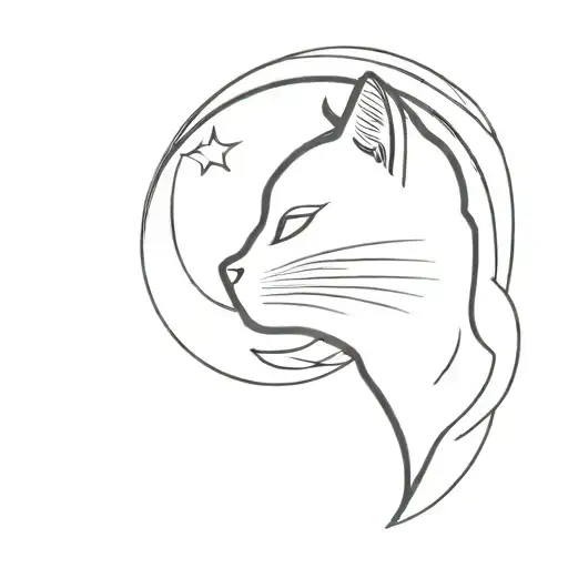 Black Cat Licking The Moon Inside The Mouth