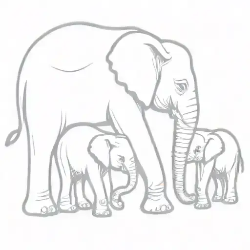 Elephant Mum Protecting Her 2 Children