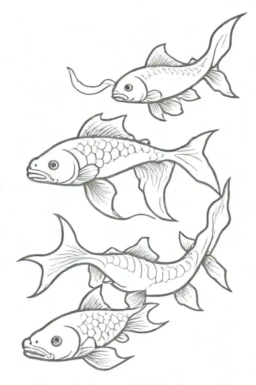 4 Coy Fish Swimming