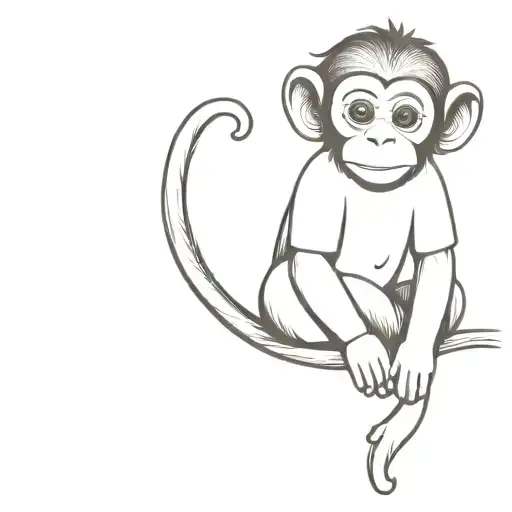 Cute Baby Monkey Wearing Tshirt