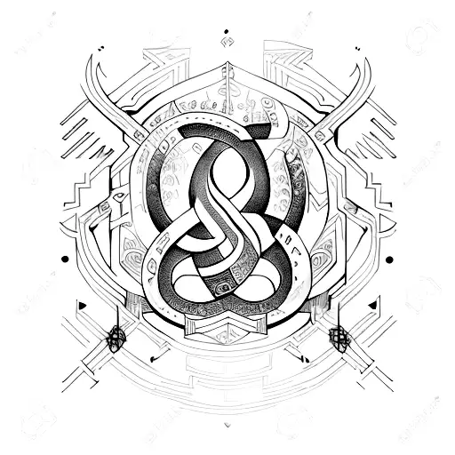 Vesvigir With Abstract Digital Coding And Runestones