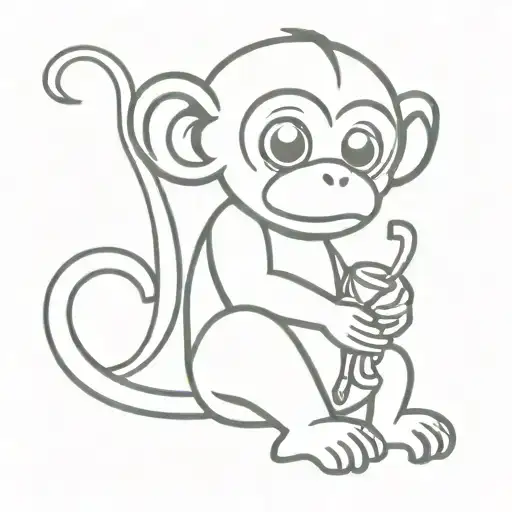 Cute Monkey Wearing Tshirt