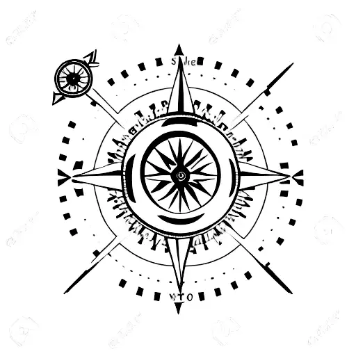 A Minimalistic Compass With A Wave Inside As The Needle