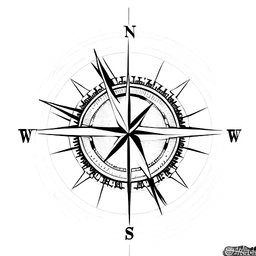Minimalist Compass With Foot Steps Walking To True North