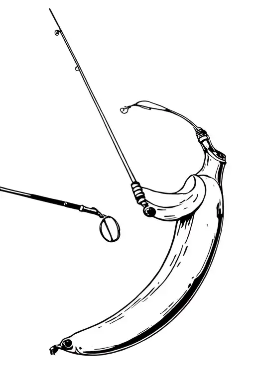 Fishing Rod Pulling In A Banana