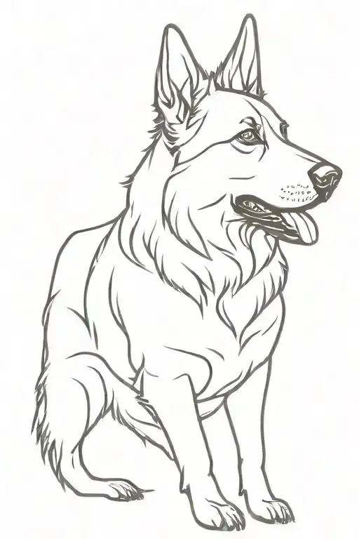 Black German Shepherd Silhouette Formed