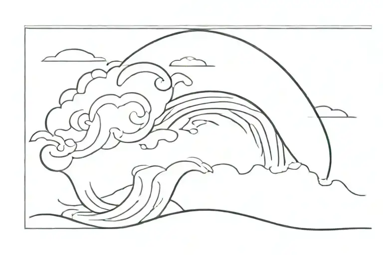 Ocean Wave Merging With Range Merging With Fire Trail Merging With Clouds As A Line