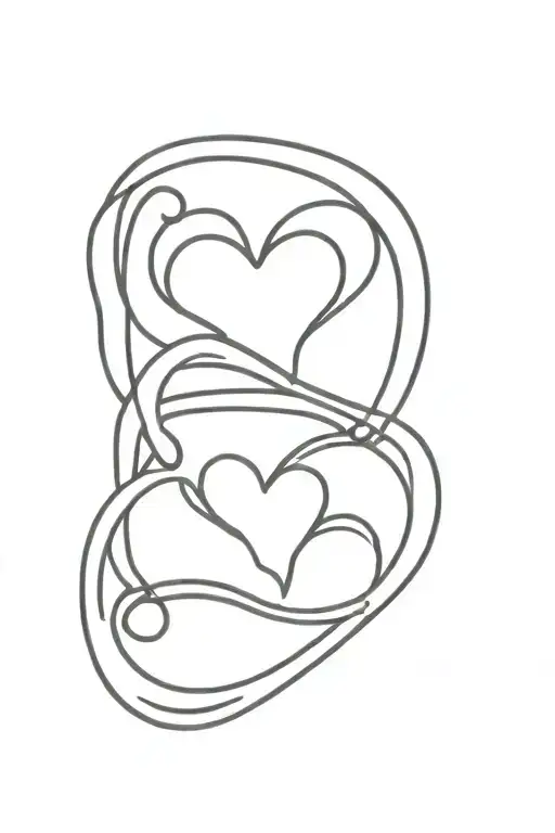 3 Interlocking Hearts Kids Initials Intertwined