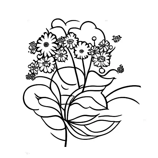 A Beautiful Bouquet Of Snow Drops And Daisies