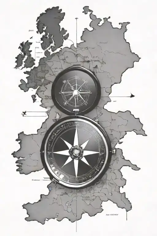 Compass Europe Map Outline Drawing