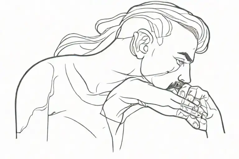 Man Listening To Heartbeat Line With Hands To Ear Music