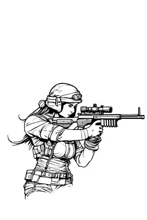 War Combat Gun Girl Mercenary Sniper