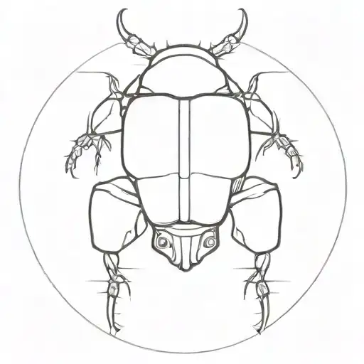 Top View Of A Beetle And Face Front View Of A Bear Above It
