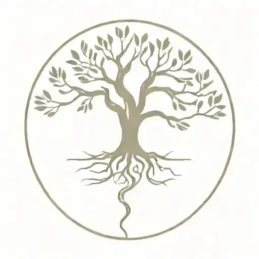 A Tree With A Spreading Crown From Which Two Pairs Of Legs Hang