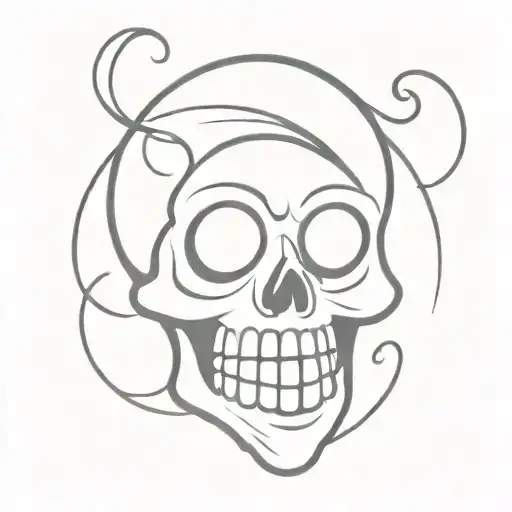 Cartoon Style Skull With A Winking Face And No