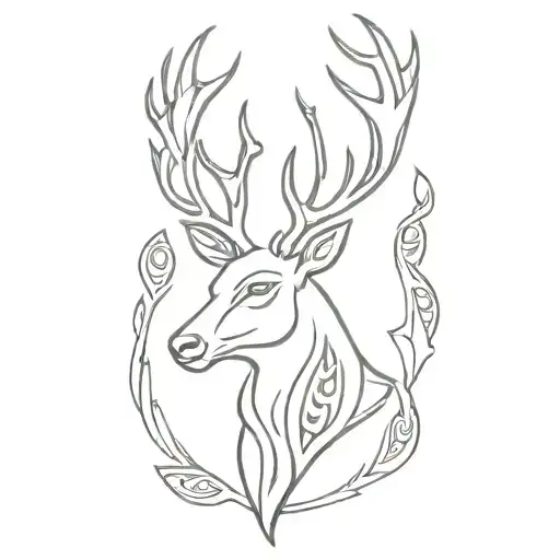 A Simple Silhouette Of A Stag With Celtic Patterns
