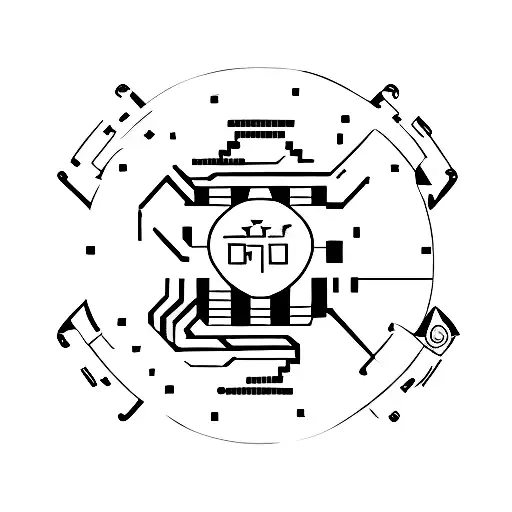 A Minimalist Tattoo Of A Computer Chip With The Word 'Godspeed' Incorporated Into The Design