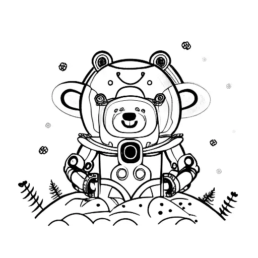 A Robotic Bear Surrounded By Nature