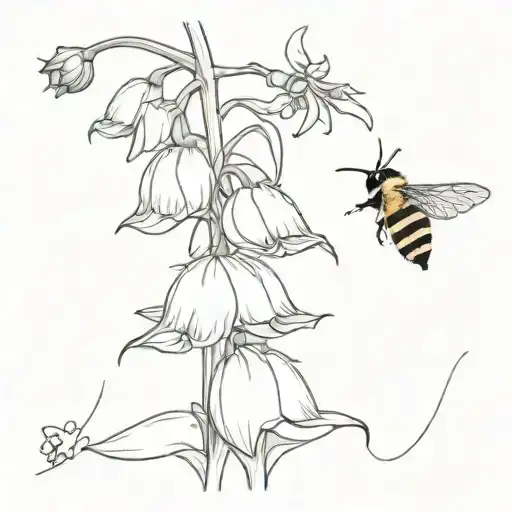 Foxglove Flower With Bee Flying Around It