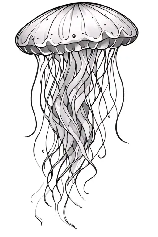 Jellyfish Line Art Greyscale