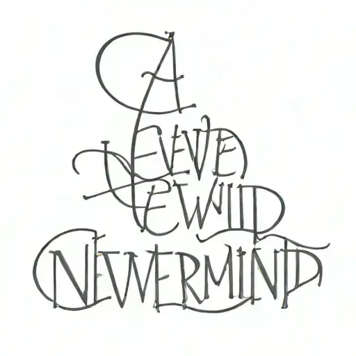 Nevermind Text In Gothic Jagged Font On The Ribs