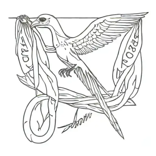 Skeleton Of A Bird Carrying A Scarf With The Word 'Freedom' Written Below It