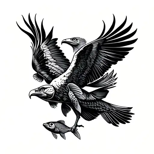 Intertwined Boabab Tree And Fish Eagle Perched