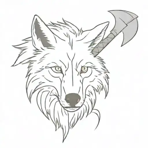 Wolf With An Nordic Axe In The Mouth