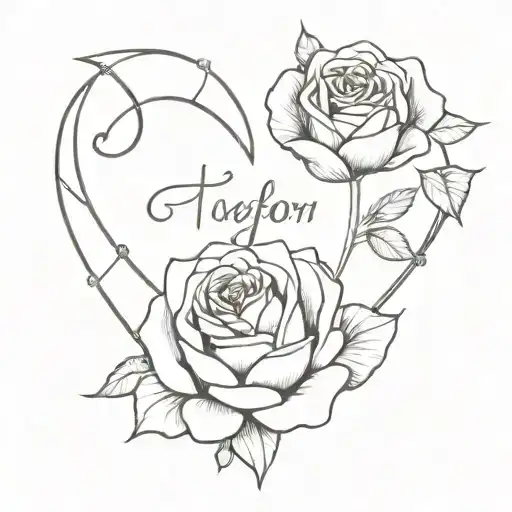 A Broken Heart Intertwined With Roses And A Lyric From A Taylor Swift Song