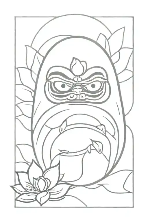 Daruma Tattoo With Lotus Flower Background