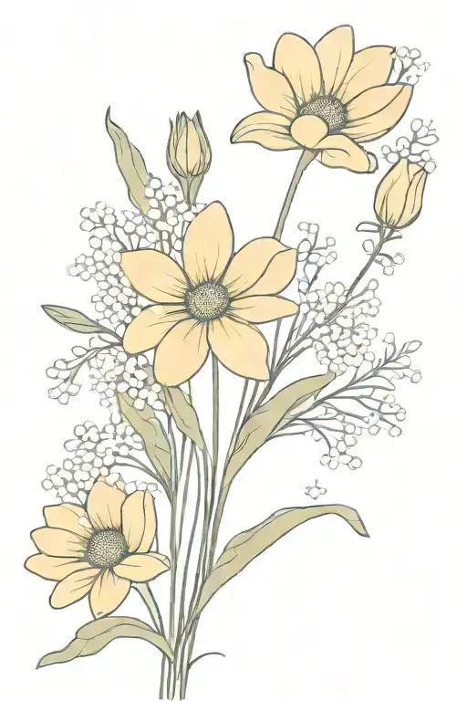 Simple Daisy And Tulip Bouquet With Baby's Breath