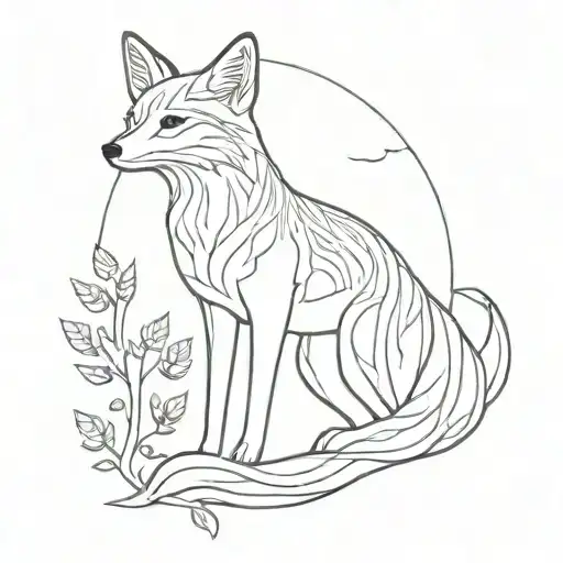 Celtic Fox And Alder Tree Growing On