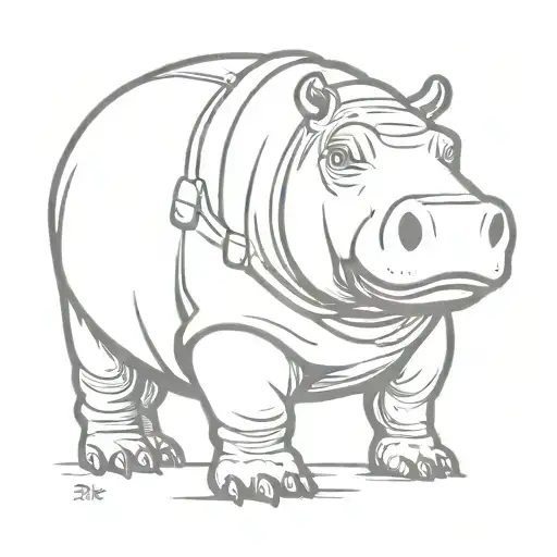 Hippo With Ammo Around His Neck On A Mountaint With A Tarp With A Light Machine Gun