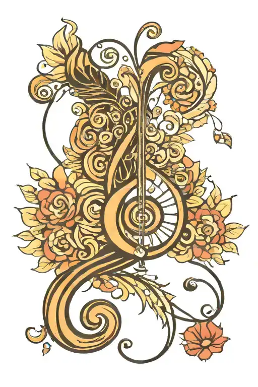 A Tattoo Design Incorporating A Bass Clef And Heart To Represent Your Love For Music